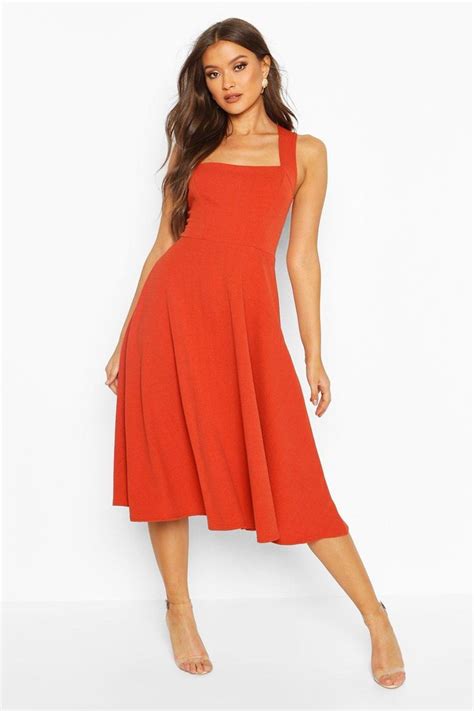 Square Neck Midi Skater Dress Midi Skater Dress Long Sleeve Tee