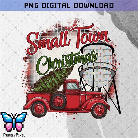 Small Town Christmas Png Red Truck With Christmas Tree Buffalo Plaid