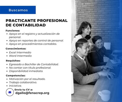 Fenacrep Practicante Profesional De Contabilidad Seguimiento Al