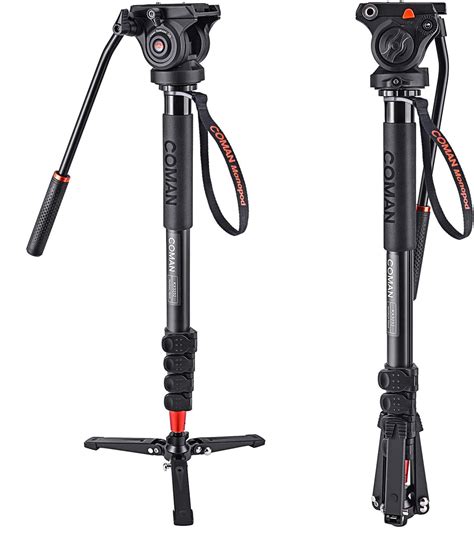 Monopod Coman Lightweight Aluminum Camera Monopod Kit With Q5 Fluid