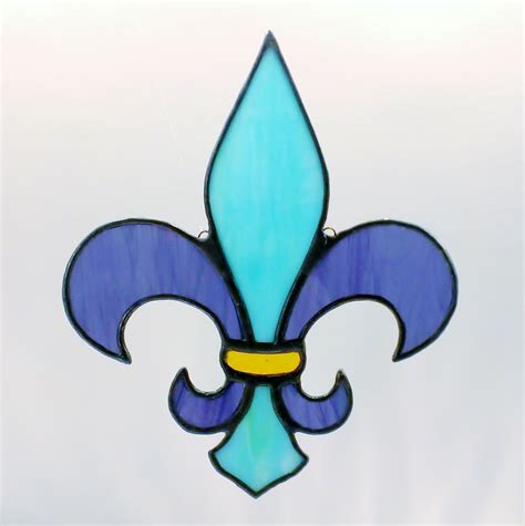 Fleur De Lis Teal And Purple Stained Glass Sun By JBsGlassHouse Fleur