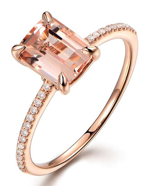 Carat Morganite And Round Cut Diamond Engagement Ring In Rose Gold