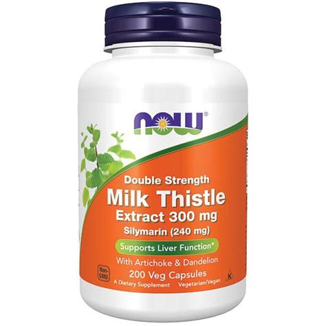 NOW Foods Double Strength Milk Thistle Extract 300 Mg 200 Veg Caps