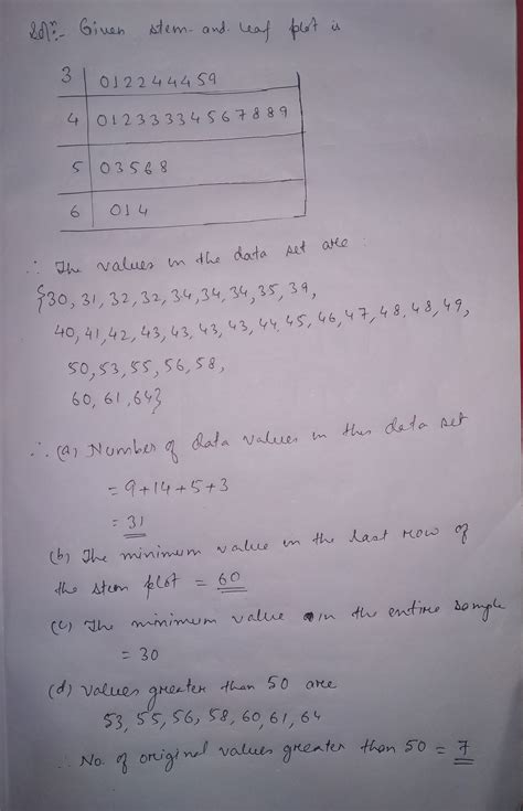 Solved Here Is A Data Set Summarized As A Stem And Leaf Plot 3