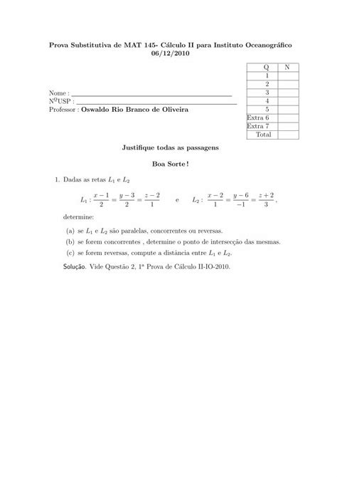 Pdf Prova Substitutiva De Mat Calculo Ii Para Instituto