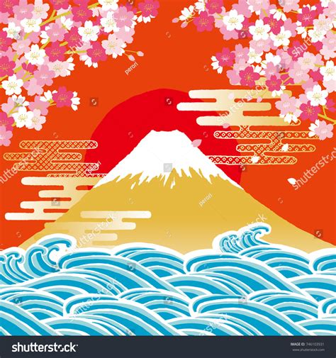 Mount Fuji Sunrise Stock Vector (Royalty Free) 746103931 | Shutterstock