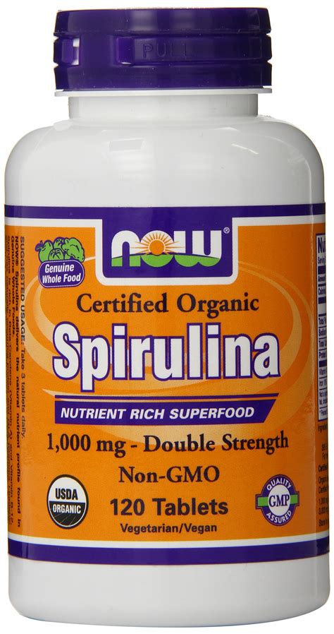 Now Foods Spirulina Certified Organic Tablets 1000 Mg 120 Count EBay