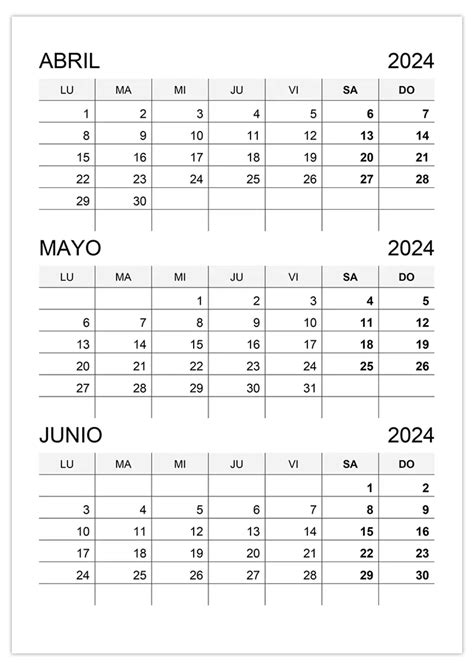 Calendario Abril Mayo Junio Freevector Ru