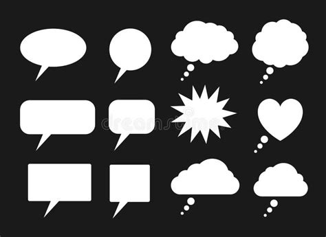 Set Of White Speech Bubbles Silhouettes Stock Vector Illustration Of