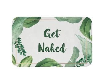 Funny Bath Mat Get Naked Shower Bathroom Mat Tropical Palm Etsy