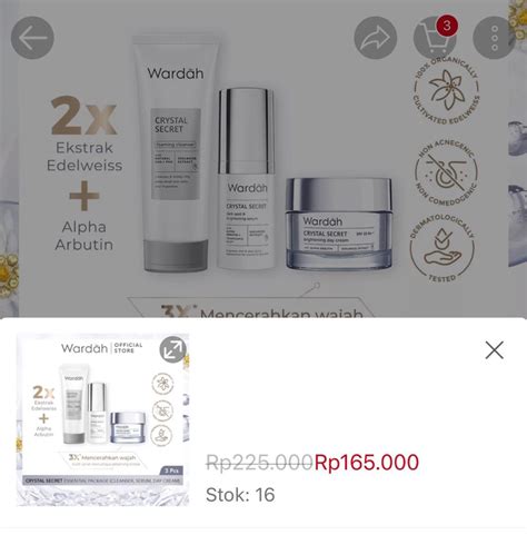 Wardah Crystal Secret Paket Facial Wash Serum Day Cream On Carousell