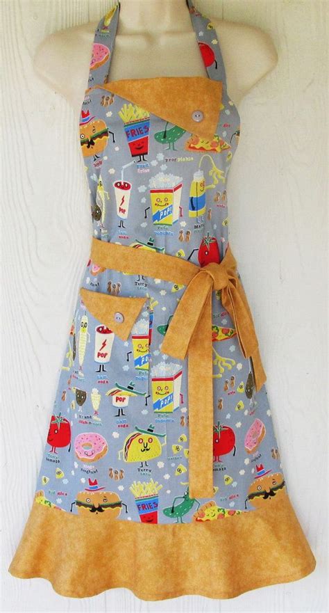 Retro Apron Junk Food Fast Food Apron Hamburger Apron Etsy Retro