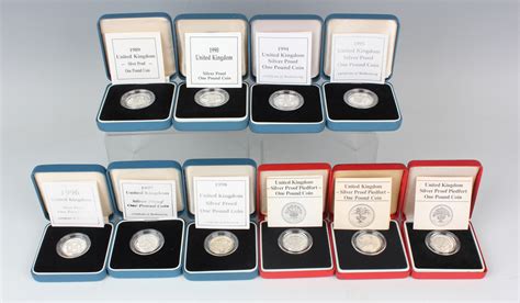 A Group Of Ten Royal Mint Silver Proof One Pound Coins All Cased