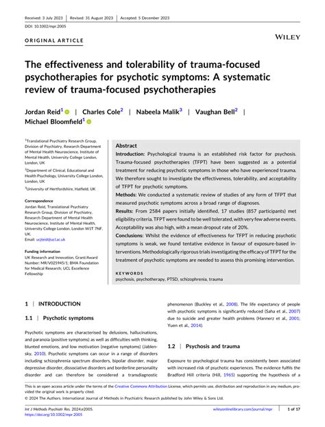 PDF The Effectiveness And Tolerability Of Traumafocused