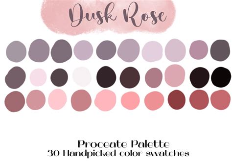 Dusk Rose Procreate Swatches 30 Handpicked Colors Etsy