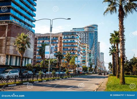 Streets Of The Georgian City Of Batumi With Skyscraper In The