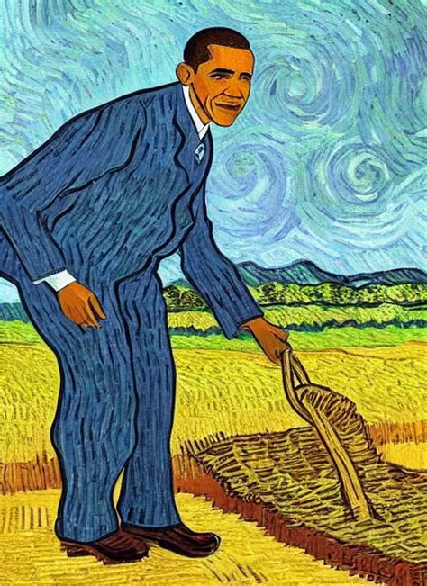 Painting Of Barack Obama As A Farmer By Vincent Van Stable Diffusion