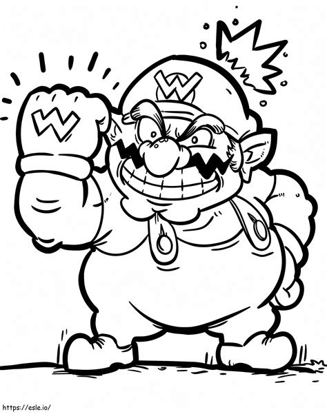 Wario From Super Mario 3 Coloring Page