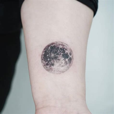 Micro Realistic Style Full Moon Tattoo Placed On The