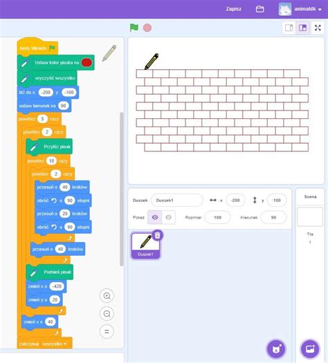 Narysuj W Programie Scratch Mur Sk Adaj Cy Si Z Rz D W Po Cegie