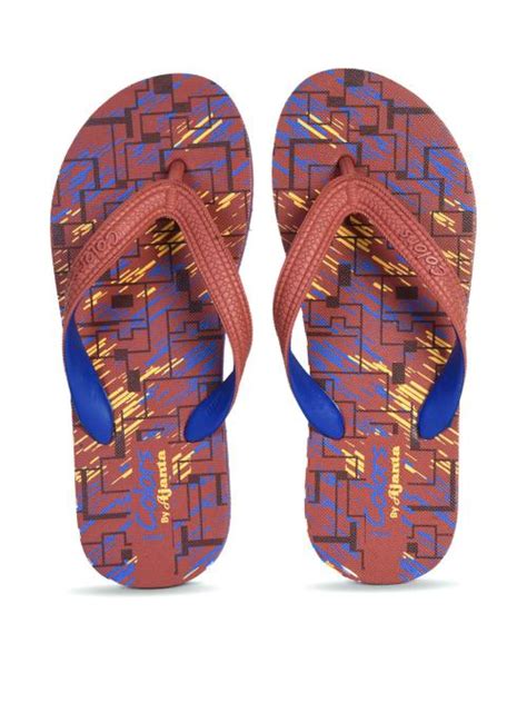 Buy Mens Hawai Printed RUST Slippers Online At Best Prices In India