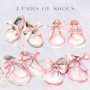 Baby Shoe Clipart, Pink Shoes Clip Art, Watercolor Baby Shower Graphics ...