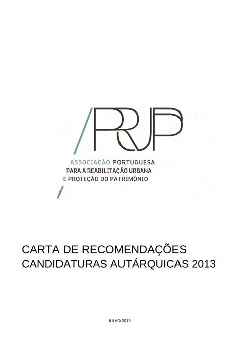 PDF CARTA DE RECOMENDAÇÕES APRUPP CARTA DE RECOMENDAÇÕES PARA