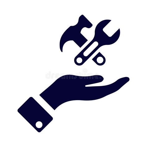 Hammer Wrench Hand Work Tools Care Icon Stock Vector Illustration