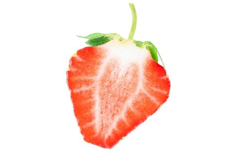 Premium Photo Strawberry Half Isolated On A White Background In Closeup