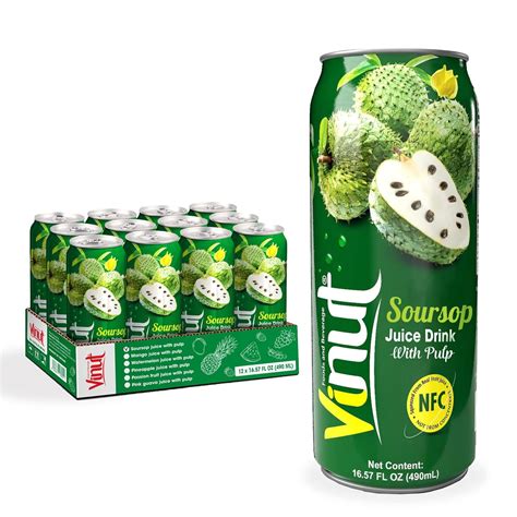 Vinut 100 Soursop Juice With Pulp 1657 Fl Oz Pack 12 No Sugar Added Real