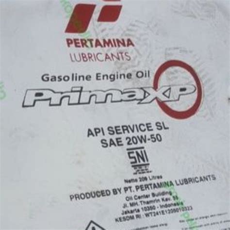 Jual Oli Pertamina Prima XP Sae 20w 50 Jakarta Barat Pt Rudi Jaya