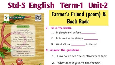 Farmers Friend Poem Th Standard Book Exercise Th Std English Term