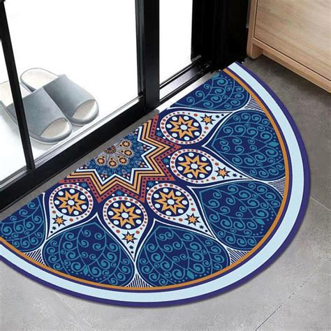 1PC Semicircle Doormat Entrance Indian Mandala Carpet Bohemia Floor Mat