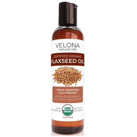 Velona Usda Certified Organic Flaxseed Oil 4 Oz 100 Pure And Natural Carrier Oil