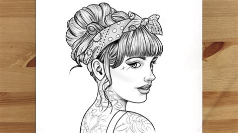 How To Draw A Beautiful Girl With A Rockabilly Hairstyle 4 Pencil Sketch Drawing Pin Up