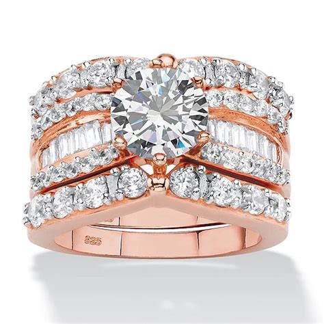 Diamonart® Womens 4 Ct Tw White Cubic Zirconia 14k Rose Gold Over