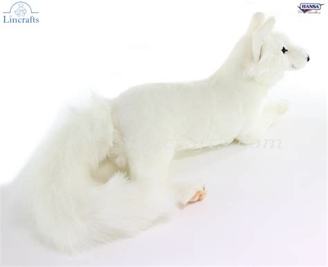 Soft Toy White Fox Lying By Hansa 40cml 6088 Lincrafts