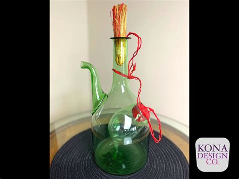 Vintage Hand Blown Italian Green Glass Wine Decanter Carafe Etsy