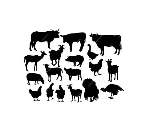 Premium Vector Silhouettes Of Farm Animals Art Vector Design