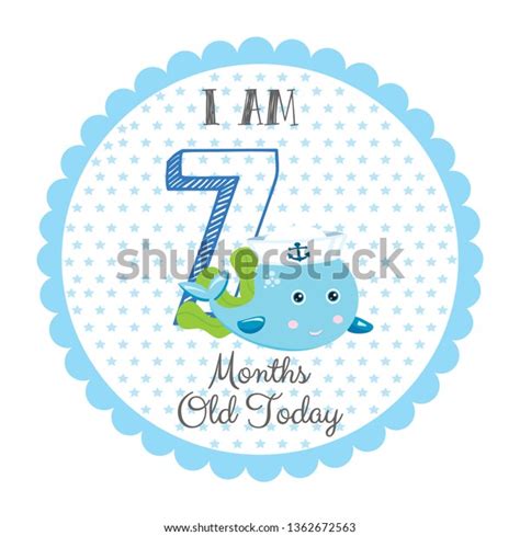 Sevem Months Old Baby Milestone Card Stock Vector Royalty Free 1362672563