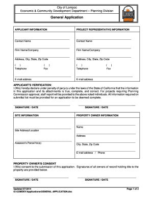 Fillable Online General Application The City Of Lompoc Fax Email