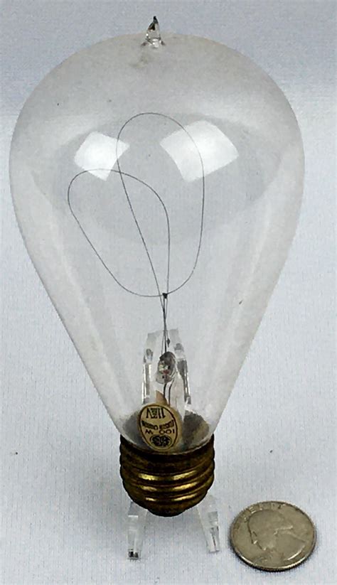 Lot - Antique Original GE Edison Carbon 100W Light Bulb w/ Label