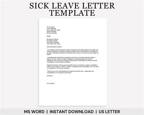 Sick Leave Letter Template Medical Leave Letter Leave Of Absence