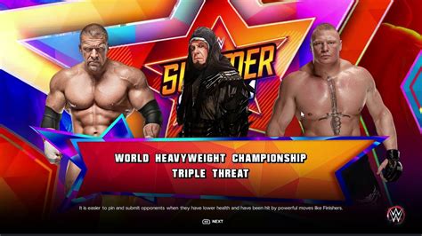 Wwe 2k23 Triple H Vs Undertaker Vs Brock Lesnar Epic Triple Threat Showdown Youtube