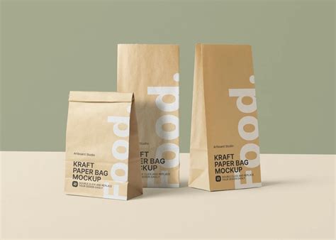 Kraft Paper Bag Mockup For Food Delivery — Mockup Zone