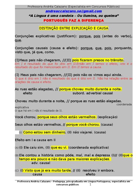 Causa E Consequencia Exemplos - Causa e Consequência na Língua Portuguesa | PDF