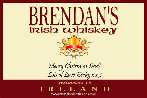 Personalised Irish Whiskey Bottle Label Personalised Bottle Labels