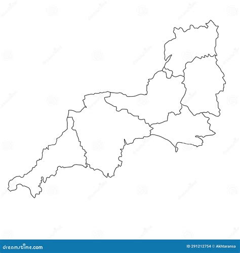 Mapa En Blanco De Condados Ceremoniales Del Suroeste De Inglaterra