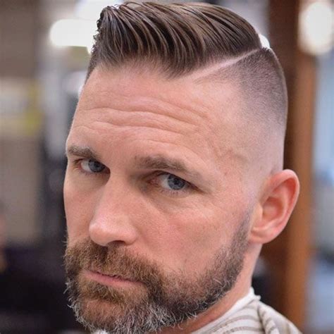 Undercut With Hard Part Comb Over And Beard Older Mens Hairstyles Cool Mens Haircuts Best