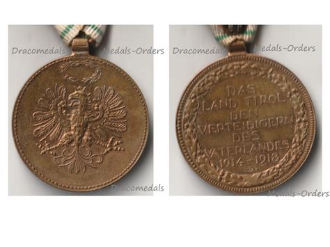 Austria Wwi Ww1 Medal Defense Tirol Tyrol Defence 1914 1918 Pdm03915